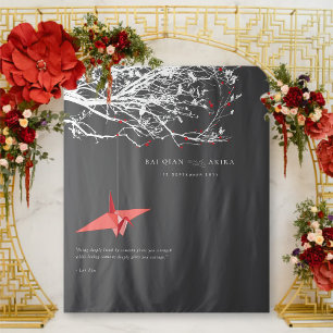 Tapiz Colgar fondo de foto de Boda de grúa de papel de o