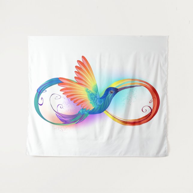 Tapiz Colibrí arcoiris con símbolo Infinity (Anverso (horizontal))