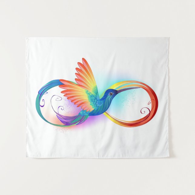 Tapiz Colibrí arcoiris con símbolo Infinity (Anverso (horizontal))