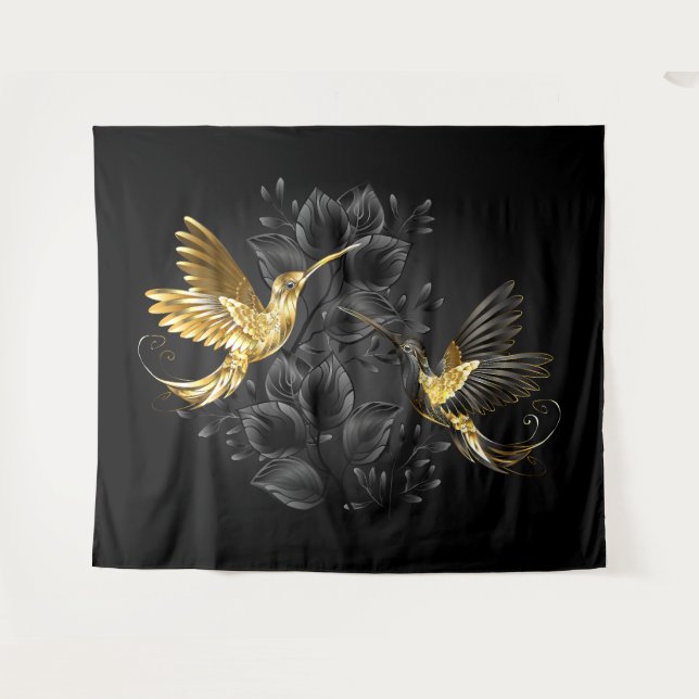 Tapiz Colibrí negro y dorado (Anverso (horizontal))