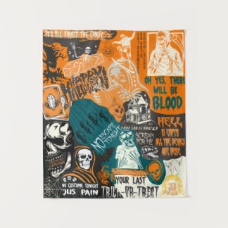 Tapiz Collage clásico de Halloween con retro vintage