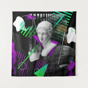 Tapiz Collage de arte contemporáneo con estatua de la ca