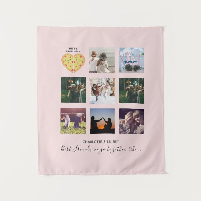 Tapiz Collage de fotos BFF Regalos Dusty PIZZA Pink Amig (Anverso)