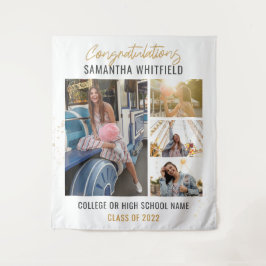 Tapiz Collage de fotos de graduación 2025 Fondo para fie