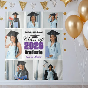 Tapiz Collage de fotos de la fiesta de graduación morada