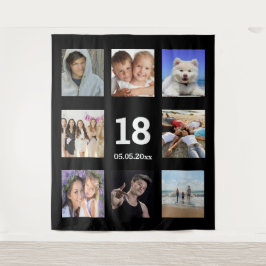 Tapiz Collage de fotos de personalizados de 18 años negr