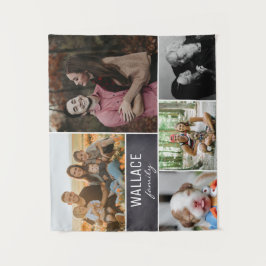 Tapiz Collage de fotos de Reunión Familiar Chalkboard