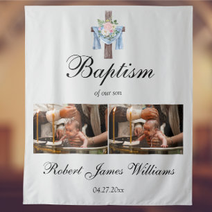 Tapiz Collage de fotos personalizado Christening Baptism