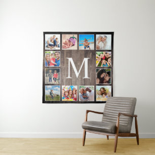 Tapiz Collage de fotos personalizado Familia Rustic Farm