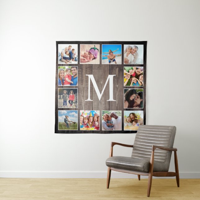 Tapiz Collage de fotos personalizado Familia Rustic Farm (In situ)