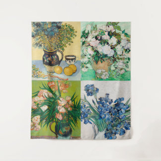 Tapiz Collage de pintura de flores de los años 1800 de V
