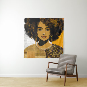 Tapiz Collage de una mujer afroamericana con un hermoso 