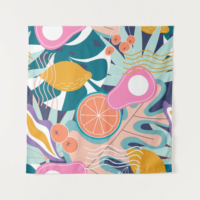 Tapiz Collage moderno y floral sin costuras. sexo modern (Anverso)