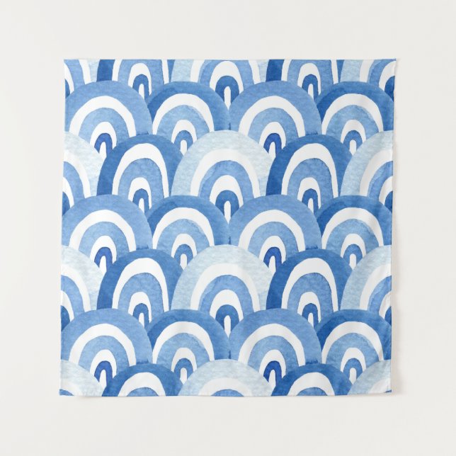 Tapiz Color de agua azul: Ondas del mar abstractas (Anverso)