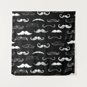 Tapiz Color negro y blanco de bigote de marea de repetic