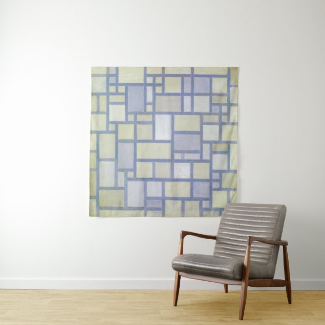 Tapiz Colores brillantes Líneas grises | Piet Mondrian | (In situ)