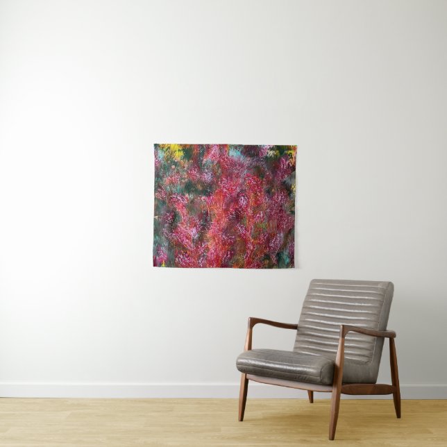 Tapiz Colorful Floral Abstract Painting Tapestry (In situ (horizontal))