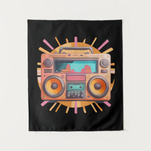 Tapiz Colorida boombox retro de los 80 con una explosión
