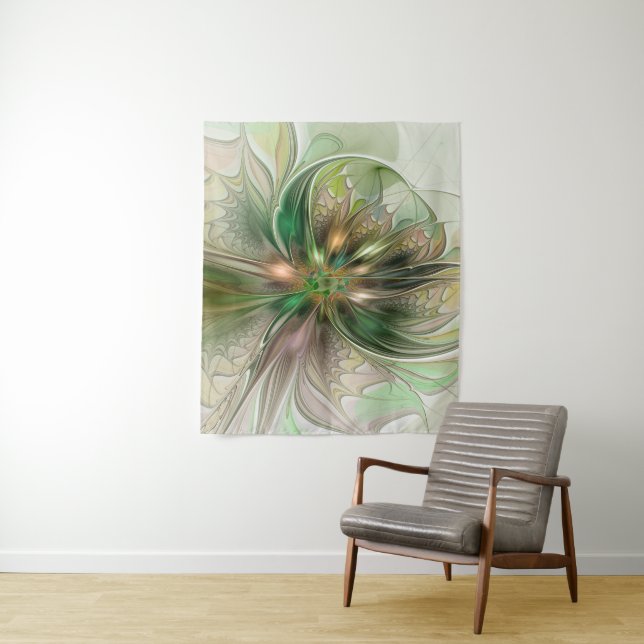 Tapiz Colorida Fantasía Moderna Resumen Flor Fractal (In situ)