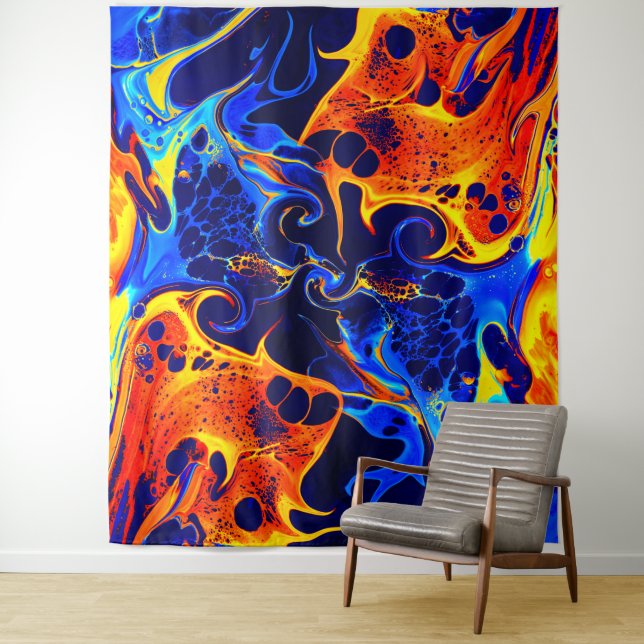 Tapiz colorida mezcla de pinturas de neón girando sobre  (In situ)