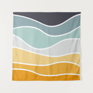 Tapiz Coloridas olas de estilo retro en verano
