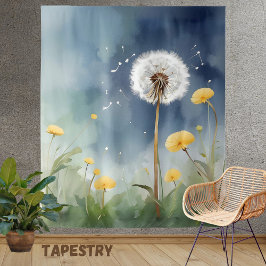 Tapiz Colorido Dandelion Watercolor Art