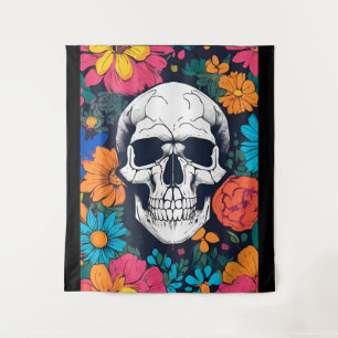 Tapiz Colorido, Floral Skull Art