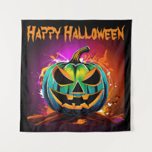 Tapiz Colorido Halloween Creepkin Calabaza Negra
