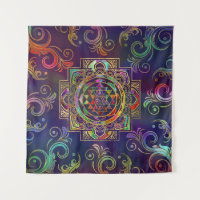 Colorido oro enmarcado por Sri Yantra Sri Chakra