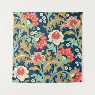 Tapiz Colorido pueblo floral: mano dibujada