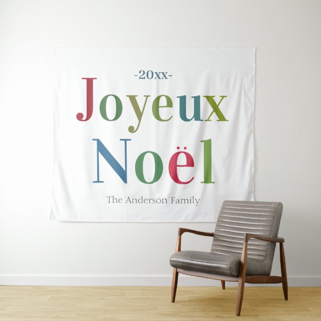 Tapiz Coloridos Navidades franceses de Joyeux Noel (In situ (horizontal))
