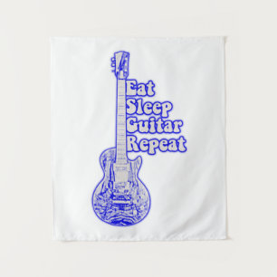 Tapiz Comer dormir guitarra repetir. guitarra azul vinta