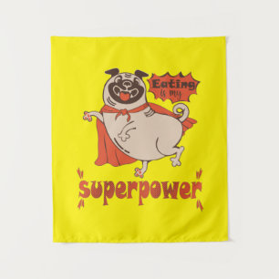 Tapiz Comer es mi sobrenombre rojo cloak pug estilo cómi