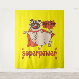 Tapiz Comer es mi sobrenombre rojo cloak pug estilo cómi