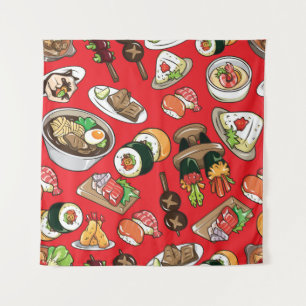 Tapiz Comida japonesa: Patrón cultural sin foco