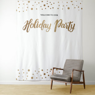 Tapiz Compañía de Navidad de Oro Blanco Fondo Navideño
