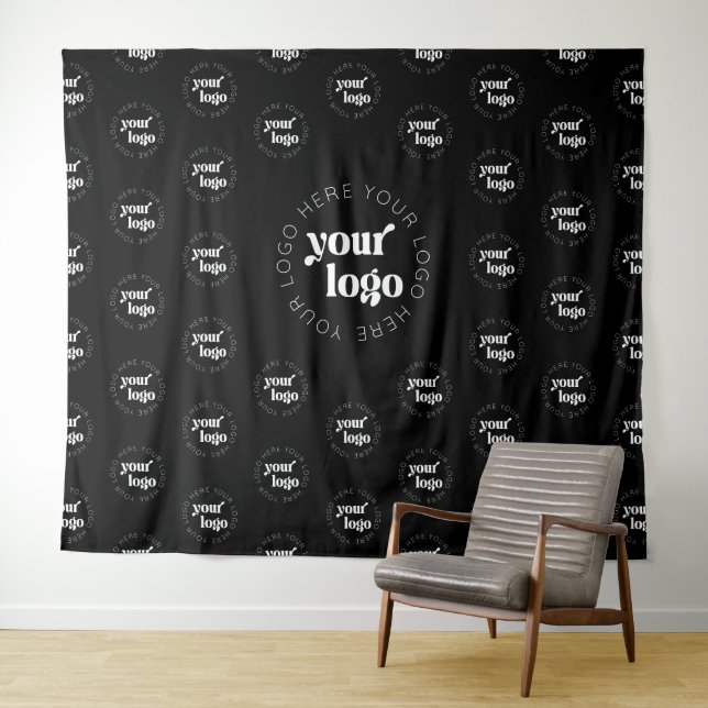 Tapiz Company Logo Branded Pattern Black Event Tapestry (In situ (horizontal))