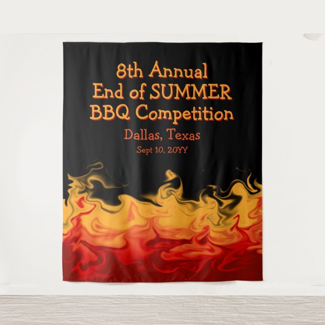 Tapiz Competencia de Parrillada de Llamas de Fuego Moder (Anverso)