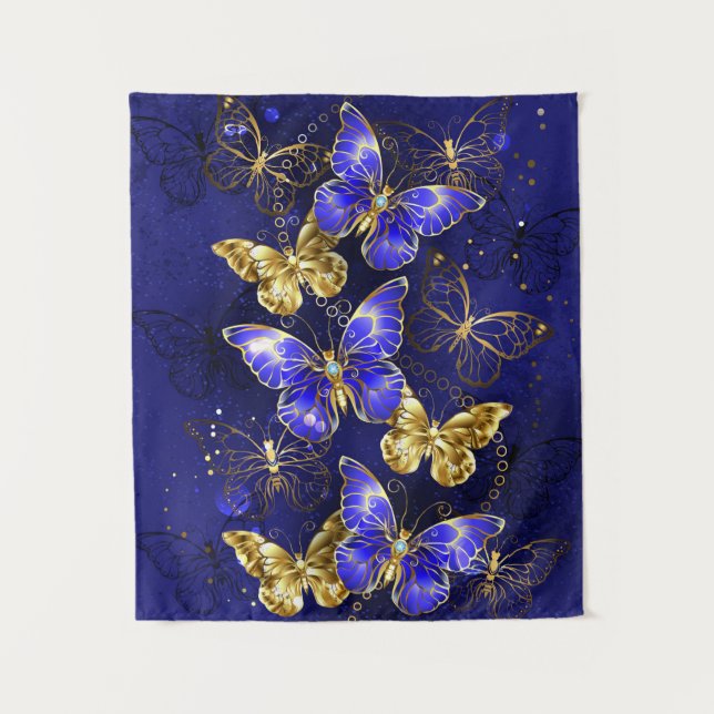 Tapiz Composición con mariposas de zafiro (Anverso)