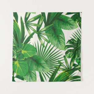 Tapiz Composición de hojas verdes naturales tropicales e