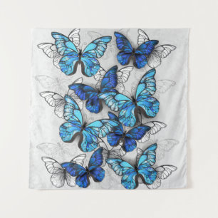 Tapiz Composición de las mariposas blancas y azules
