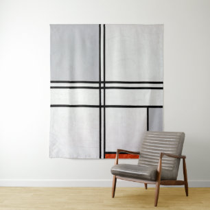 Tapiz Composición (Nº 1) Gris-Rojo Piet Mondrian