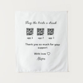 Tapiz comprar una bebida a la novia escanear código QR i