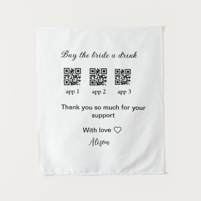 Tapiz comprar una bebida a la novia escanear código QR i (Anverso)