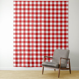 Tapiz Comprobación de Gingham rojo y blanco