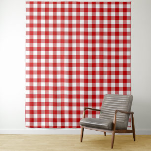 Tapiz Comprobación de Gingham rojo y blanco
