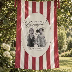 Tapiz Compromiso de foto infantil con raya roja Preppy
