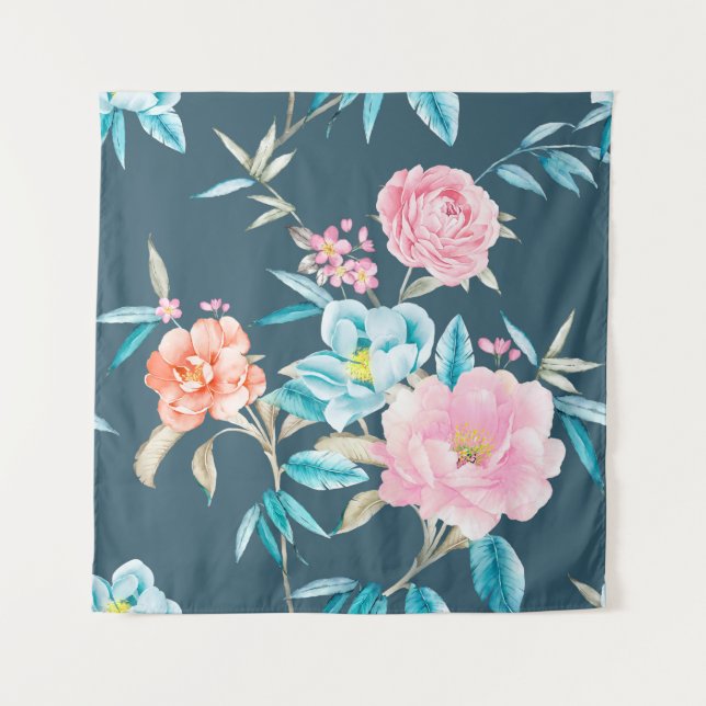 Tapiz Computer drawn beautiful flowers illustrationflowe (Anverso)