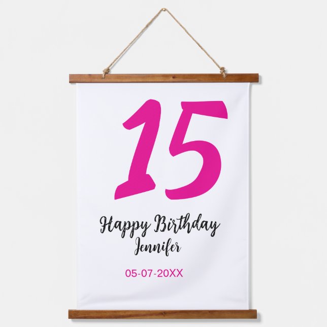 Tapiz Con Marco De Madera 15 años quiencenera añadir fecha año tentación ros (Anverso)