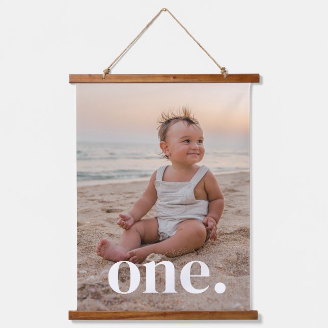 Tapiz Con Marco De Madera 1.ª foto de cumpleaños (Anverso)